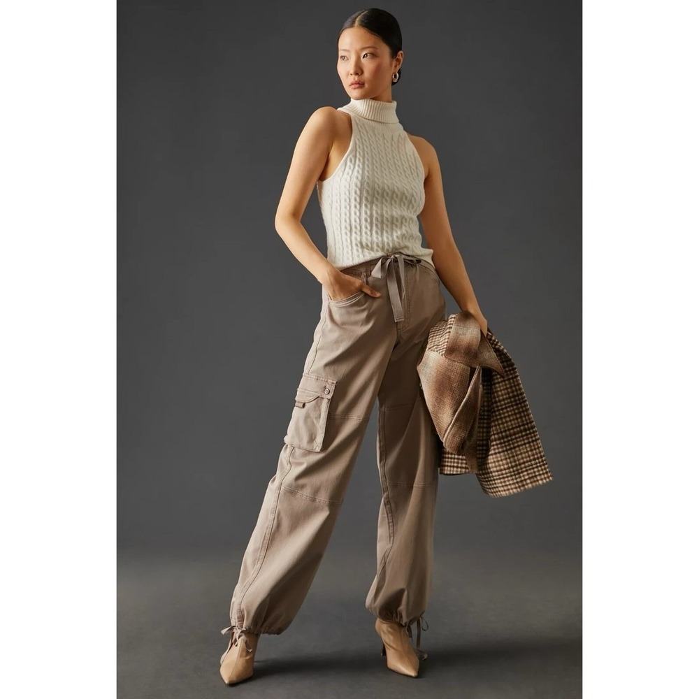 Pilcro Tan Baggy Cargo Hem Cinched Jeans Women's Size 27